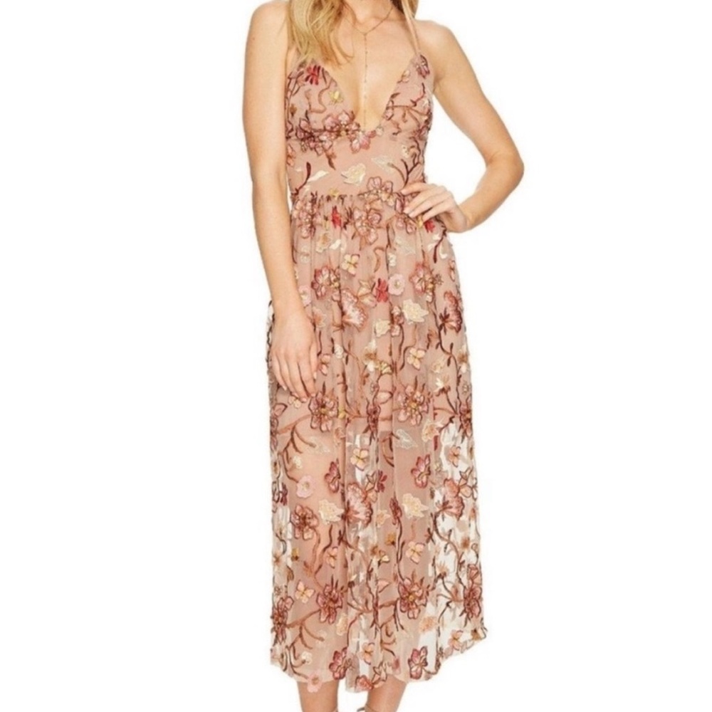 For Love and Lemons Botanic Floral Midi Dress with slip